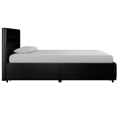 Dalia Faux Leather Upholstered Bed With Storage Black - Room & Joy 7 Dalia Faux Leather Upholstered Bed With Storage Black - Room & Joy - Image 6