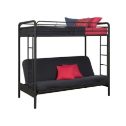 Twin Over Futon Leonora Metal Bunk Bed - Room & Joy -Room & Joy GUEST 0a1075a3 cd95 45a9 923d 71fc79795910