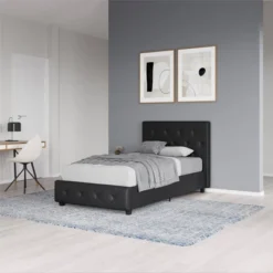 Dalia Tufted Faux Leather Bed - Room & Joy -Room & Joy GUEST 131d07d6 3b1e 4d10 ba90 6980d89fdd23