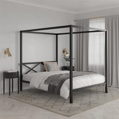 Dax Metal Canopy Bed Black - Room & Joy 3 Dax Metal Canopy Bed Black - Room & Joy