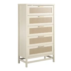 Latta 5 Drawer Dresser Ivory Oak/Faux Rattan - Room & Joy -Room & Joy GUEST 165619fa 2dfa 4e63 a197 eb308c118683