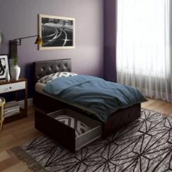 Dalia Faux Leather Upholstered Bed With Storage Black - Room & Joy 24 Dalia Faux Leather Upholstered Bed With Storage Black - Room & Joy -Room & Joy GUEST 168362da 4a68 41d1 9733 11d4c3a9b885