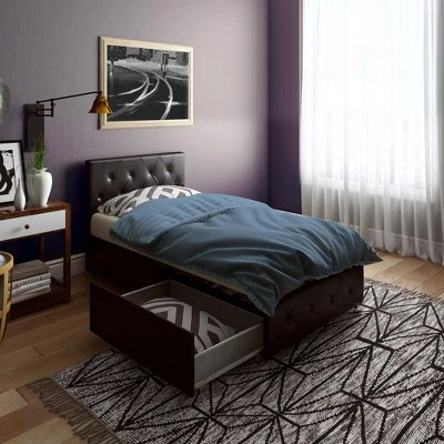 Dalia Faux Leather Upholstered Bed With Storage Black - Room & Joy 13 Dalia Faux Leather Upholstered Bed With Storage Black - Room & Joy - Image 12