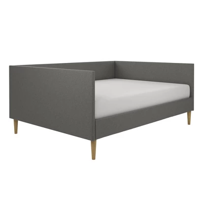 Queen Fabio Mid-Century Daybed Queen Gray Linen - Room & Joy 3 Queen Fabio Mid-Century Daybed Queen Gray Linen - Room & Joy