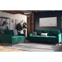 Penny 2 Seater Loveseat Sofa Green Velvet - Room & Joy -Room & Joy GUEST 1e7ddf30 db32 4696 80b2 8ae2d8f4e144
