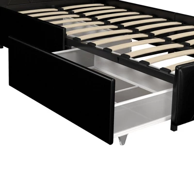 Dalia Faux Leather Upholstered Bed With Storage Black - Room & Joy 5 Dalia Faux Leather Upholstered Bed With Storage Black - Room & Joy - Image 4