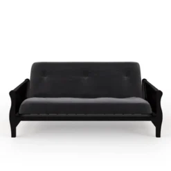 Full Chester Wood Arm Futon Frame With 8" Polyester Mattress - Room & Joy -Room & Joy GUEST 27fc2e97 bbb0 4529 9aaf 3e068a3d0885