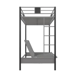 Twin Over Futon Maxence Metal Bunk Bed Silver/Black - Room & Joy -Room & Joy GUEST 2acbb000 e93e 4a17 a72c 5893f0c0352a