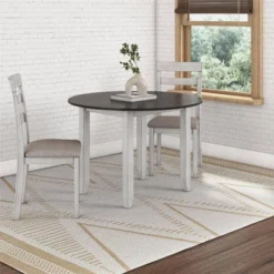 3pc Jacy Drop Leaf Round Dining Table And Chair Set Brown/Oyster - Room & Joy -Room & Joy GUEST 2bdd53cd ac21 4387 9cde 32b89e5e1f21