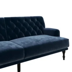 Lyla Upholstered Velvet Futon Blue - Room & Joy -Room & Joy GUEST 31f68bdb 18a3 481a 817b 615cdff6e1fe