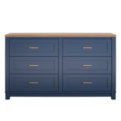 Henry 6 Drawer Walnut Top Wide Dresser Navy - Room & Joy -Room & Joy GUEST 35349e70 b648 4ca0 97a7 38da429e537e