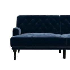 Lyla Upholstered Velvet Futon Blue - Room & Joy -Room & Joy GUEST 38120311 a001 4f4a 8c47 ae34f89ea3e0