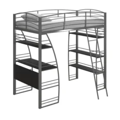 Andy Metal Loft Bed With Integrated Desk And Shelves - Room & Joy -Room & Joy GUEST 42692434 7129 4443 ab75 56a2389803d3