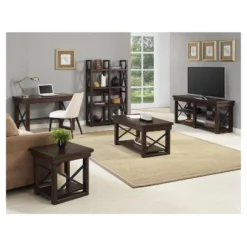 60" Hathaway Wood Veneer Bookshelf/Room Divider Espresso - Room & Joy -Room & Joy GUEST 44035ca7 ce41 47a3 a6b8 cde8c72ca959