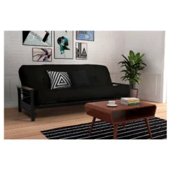 Nadia Metal Futon Frame With Wood Armrest - Room & Joy -Room & Joy GUEST 441498eb 0201 414f b0c9 8e58559a746c