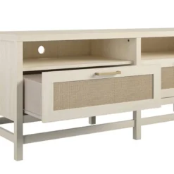 Latta TV Stand For TVs Up To 60" With Faux Rattan Ivory Oak - Room & Joy -Room & Joy GUEST 489011c4 20b3 4c5f 81d2 82b6034b0b60