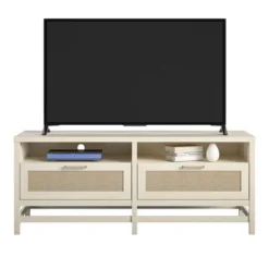 Latta TV Stand For TVs Up To 60" With Faux Rattan Ivory Oak - Room & Joy -Room & Joy GUEST 50773285 bee9 4591 8ed4 d7e4b763f004
