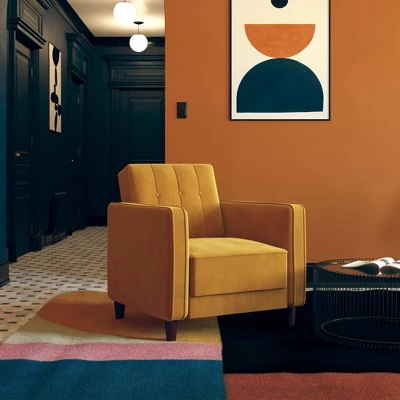 Isabella Tufted Accent Chair Mustard Yellow Velvet - Room & Joy 3 Isabella Tufted Accent Chair Mustard Yellow Velvet - Room & Joy