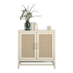 Latta 2 Door Storage Cabinet Ivory Oak/Faux Rattan - Room & Joy -Room & Joy GUEST 54667f32 bb35 4759 9eee 15cdadb8f1e5
