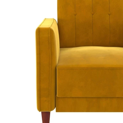 Isabella Tufted Accent Chair Mustard Yellow Velvet - Room & Joy 7 Isabella Tufted Accent Chair Mustard Yellow Velvet - Room & Joy - Image 5