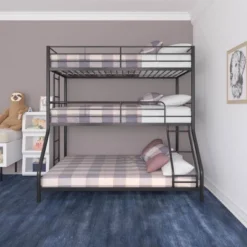 Twin/Twin/Full Zeke Triple Metal Bunk Bed - Room & Joy -Room & Joy GUEST 5ae510a2 8273 41f5 bebc f86f1969ed73