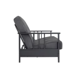 Full Harlow Metal Arm Futon Black/Gray - Room & Joy -Room & Joy GUEST 5baebf3b e43b 48db ad0e 6964b8d85654