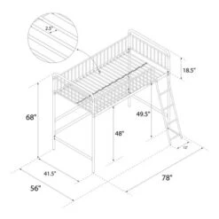 Twin Kaila Metal Loft Bed Rose Gold - Room & Joy -Room & Joy GUEST 5da76ac4 4ff7 4130 87ae 9a6317684655