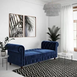 Finnley Velvet Upholstered Sofa Futon - Room & Joy 24 Finnley Velvet Upholstered Sofa Futon - Room & Joy -Room & Joy GUEST 5dbeca58 1360 452c b64f 6862b50b0c0b