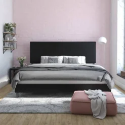 King Jena Faux Leather Upholstered Bed Black - Room & Joy -Room & Joy GUEST 61c63cba 9414 460e a5cf 6c2bf7893ba0