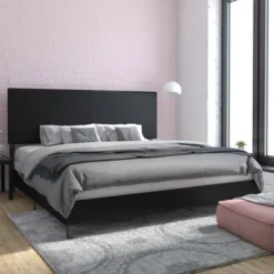 King Jena Faux Leather Upholstered Bed Black - Room & Joy -Room & Joy GUEST 6a6291ec 9c9c 4bce b175 11cc40836940