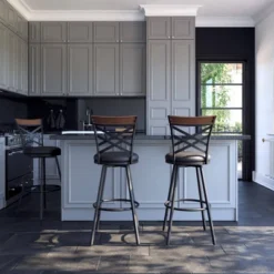 Set Of 3 Nettie Upholstered Adjustable Seat Swivel Barstools Black - Room & Joy -Room & Joy GUEST 6def01f2 7b34 4f5f a883 d08f36de0ff4