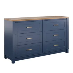 Henry 6 Drawer Walnut Top Wide Dresser Navy - Room & Joy -Room & Joy GUEST 73834af3 14be 44f9 8362 56c5b92c5b24