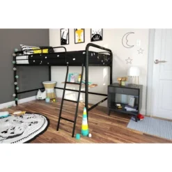 Adeline Junior Metal Loft Bed Black - Room & Joy