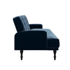 Lyla Upholstered Velvet Futon Blue - Room & Joy -Room & Joy GUEST 95278f9b 9f3b 401b 9406 b5acc27a76f6