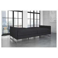 Prescott Convertible Futon Gray Linen - Room & Joy -Room & Joy GUEST 995b6aef 8891 477d 8436 a23bf57de2a5