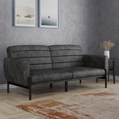 Ash Futon Distressed Faux Leather - Room & Joy 3 Ash Futon Distressed Faux Leather - Room & Joy