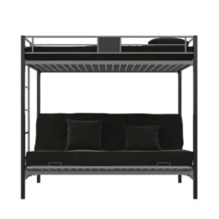 Twin Over Futon Maxence Metal Bunk Bed Silver/Black - Room & Joy -Room & Joy GUEST 9e66d74e 9b2d 4bbb 9c12 2126c9d3bbf2