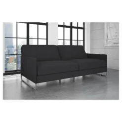 Prescott Convertible Futon Gray Linen - Room & Joy -Room & Joy GUEST a0dee28f ed2a 4503 b29d 90c008863af0