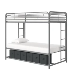 Twin Betony Kids' Bunk Bed With Storage Bins Silver - Room & Joy