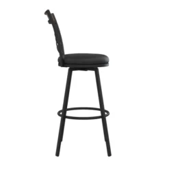 Set Of 3 Nettie Upholstered Adjustable Seat Swivel Barstools Black - Room & Joy -Room & Joy GUEST a3b819e6 a142 4c8c 973a ceabaa7ca8da