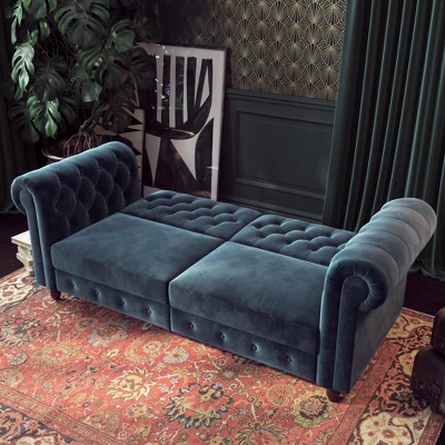 Finnley Velvet Upholstered Sofa Futon - Room & Joy 13 Finnley Velvet Upholstered Sofa Futon - Room & Joy - Image 11