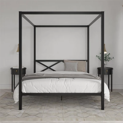 Dax Metal Canopy Bed Black - Room & Joy 4 Dax Metal Canopy Bed Black - Room & Joy - Image 2