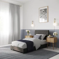 Yanis Upholstered Bed With USB - Room & Joy -Room & Joy GUEST abc33062 618f 4faf 8345 322edc2b568e