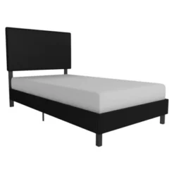 Twin Janford Upholstered Bed Black Faux Leather - Room & Joy -Room & Joy GUEST acac6af2 bff1 4def affa 517527aaf933