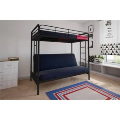 Twin Over Futon Leonora Metal Bunk Bed - Room & Joy -Room & Joy GUEST afe80c29 90a0 41c5 985d 89671905c50a