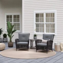 2pk Steel Woven Wicker Lounge Chairs With Cushions - Black/Gray - Room & Joy -Room & Joy GUEST b1d65b14 e00f 4f41 b20c 57764fe0540e