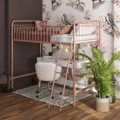 Twin Kaila Metal Loft Bed Rose Gold - Room & Joy -Room & Joy GUEST c4832a9b 159d 4855 a178 6e932fdc1403