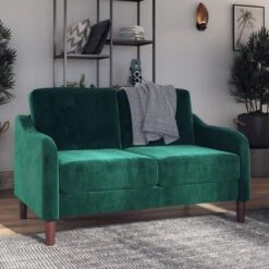 Penny 2 Seater Loveseat Sofa Green Velvet - Room & Joy -Room & Joy GUEST c4b66407 b88d 413d a7a7 15f4eb67af75