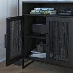 Pacer Storage Cabinet Black Oak - Room & Joy -Room & Joy GUEST c7642099 9033 43c2 82ca 3e1b932901dc
