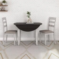 3pc Jacy Drop Leaf Round Dining Table And Chair Set Brown/Oyster - Room & Joy -Room & Joy GUEST c835b41c a128 41d6 8264 b012c5def18a